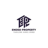 Abstract initial letter EP or PE logo in dark violet color isolated in white background applied for property development logo also suitable for the brands or companies have initial name PE or EP. vector