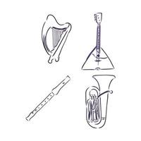 musical instruments vector sketch