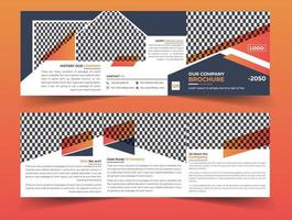 Modern corporate business square trifold brochure with creative shape template vector