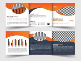 Modern corporate business square trifold brochure with creative shape template vector