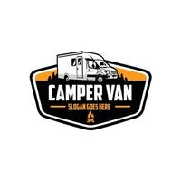 Premium campervan caravan RV motorhome emblem. Best for campervan related industry vector