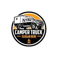 Premium overland camper truck 4x4 camper badge logo emblem illustration vector