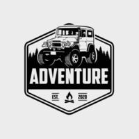 Adventure overland vehicle in outdoor emblem logo. Best for adventure and outdoor enthusiast logo vector