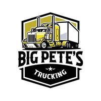 Big Pete Trucking Emblem Logo. Premium Trucking and Freight Company Related Logo Template vector
