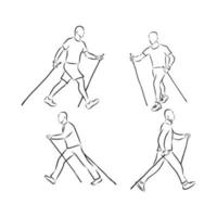 scandinavian norwegian walking vector sketch