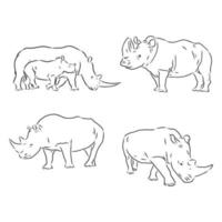 dibujo vectorial de rinoceronte vector