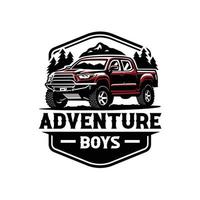 aventura chicos camionaje 4x4 camping montaña vector