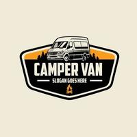 premium campervan rv caravan emblema listo para usar plantilla de logotipo vector