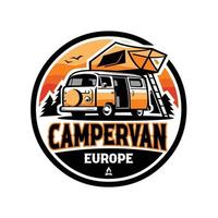 Campervan logo. Campervan ready made logo vector isolated