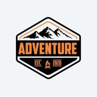 Premium adventure mountain badge emblem ready made logo for outdoor related industry logo vector