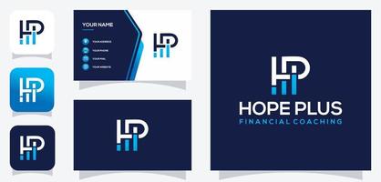 gráfico vectorial del diseño inicial del logotipo hp invest finance con tarjeta de visita vector