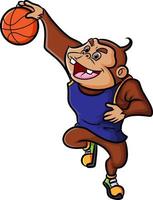 el chimpancé se va a encestar en una competición de baloncesto vector