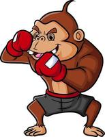 el fuerte chimpancé como boxeador profesional vector