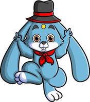 The cute rabbit magician is wearing the magic hat for doing the attraction vector