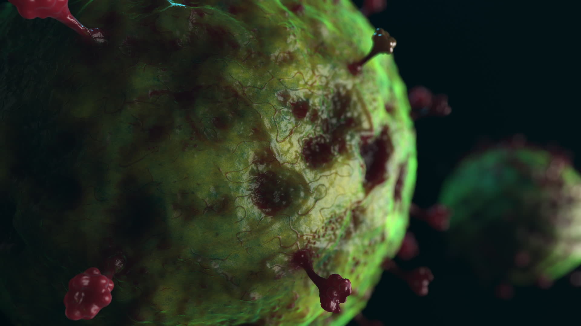 various viruses flying in space . simulation of viruses and other forms