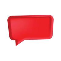 Blank red speech bubble pin isolated on white background 3D rendering vector