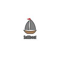 Simple sailing ship vector for icon or logo on white background