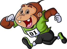 el chimpancé corre por el campeón de maratón vector