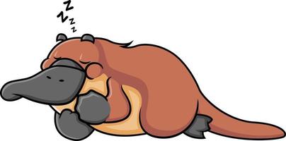 The sleepy platypus is sleeping so tight and snoring vector