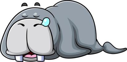 The tired walrus is sleeping and dreaming in the night day vector