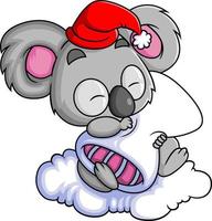 The koala is sleeping while holding a pillow vector