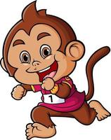 The happy monkey is doing the marathon and running so fast vector