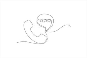 Single one line drawing call center icon and bubble talk. Customer service concept. Continuous line draw design graphic vector illustration.