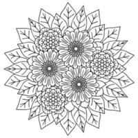 design flower outline element coloring page vector