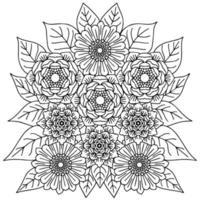 design flower outline element coloring page vector