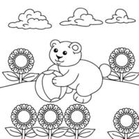 Design Bear Character Outline Coloring Page for Kid vector