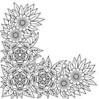 design flower outline element coloring page vector