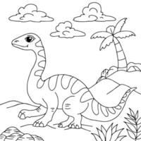 Diseño de página para colorear de dinosaurios para niños. vector