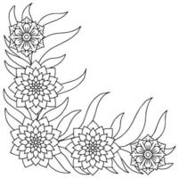 design flower outline element coloring page vector