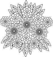 design flower outline element coloring page vector