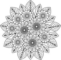 design flower outline element coloring page vector