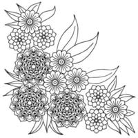 design flower outline element coloring page vector