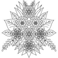 design flower outline element coloring page vector