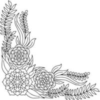 design flower outline element coloring page vector