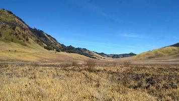 conceito 5-n1 savana com penhasco rochoso e vista montanhosa à vista no monte bromo video