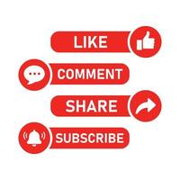 Like, Comment, Share, Subscribe Buttons Vector Design Template