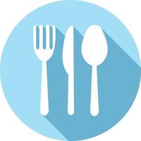 Fork knife and spoon circle icon on white background. vector