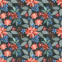 Colorful hand draw flowers seamless pattern. vector