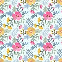 Colorful hand draw flowers seamless pattern. vector