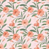 Flowers and leaf in vintage color seamless pattern. vector