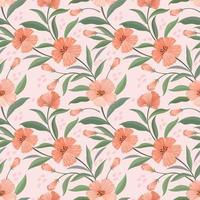 Flowers and leaf in vintage color seamless pattern. vector