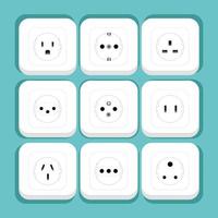 set of electrical outlet on flat background vector