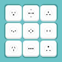 set of electrical outlet on flat background vector