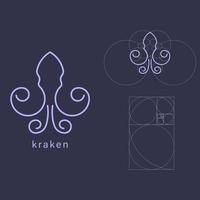 geometric kraken logo design vector