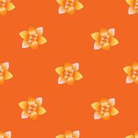 orange delicate background vector  seamless pattern plants with large abstract frangipani flower drawing. endless motif for textile decor and design. floral background