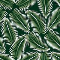 hojas de palma aisladas planta tropical de patrones sin fisuras sobre fondo nocturno. fondo de naturaleza con hojas de palma. papel pintado decorativo. impresión de la selva. textura de tela de moda. papel pintado de la naturaleza. otoño vector